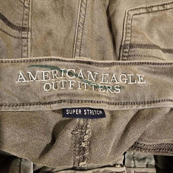 American Eagle Olive Green Tomgirl Pant AEO Stretch Twill Jegging Pants sz‎ 00 - Picture 4 of 10